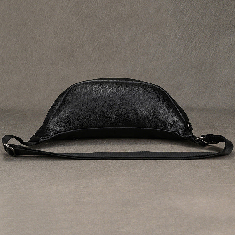 Oil Leather Chest Crossbody Bag for Men, Multifunctional Casual Outdoor Shoulder Pouch, Genuine Cowhide Pack
