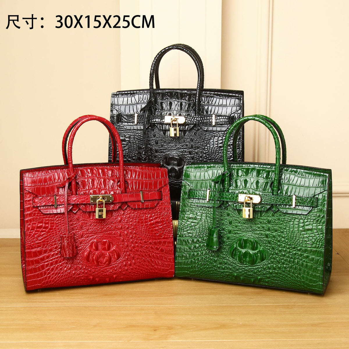 Chic Croc-Embossed Birkin-Inspired Tote Bag for Women, Large Capacity Wristlet Handbag with Versatile Classic Design, Perfect Everyday Purse