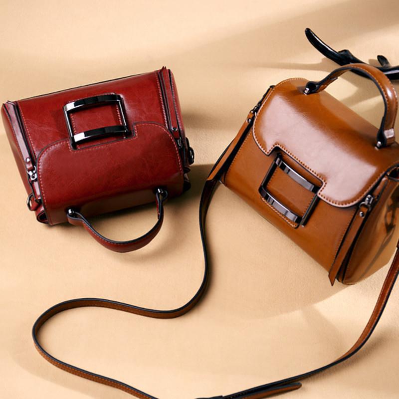 Genuine Leather Vintage Top Handle Handbag for Women, New Fashionable Shoulder Crossbody Purse, Trendy Bag for Ladies