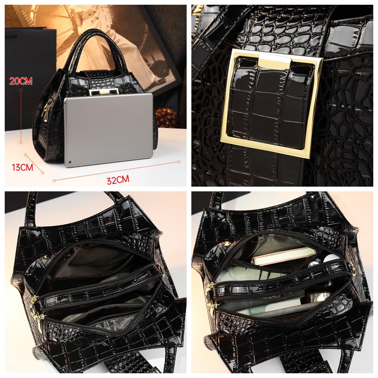 New Arrival Croc-Effect Lace Handbag for Women, A Stylish Shoulder Crossbody Bag with Unique Versatile Design, Perfect Fashionable Mom Purse