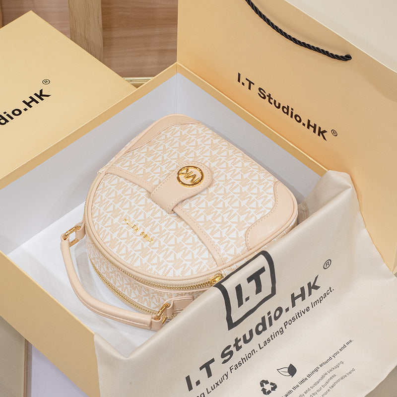 Genuine Leather Mini Top Handle Bag for Women, New Summer Wide Strap Shoulder Crossbody Purse, Premium Chic Small Handbag for Ladies