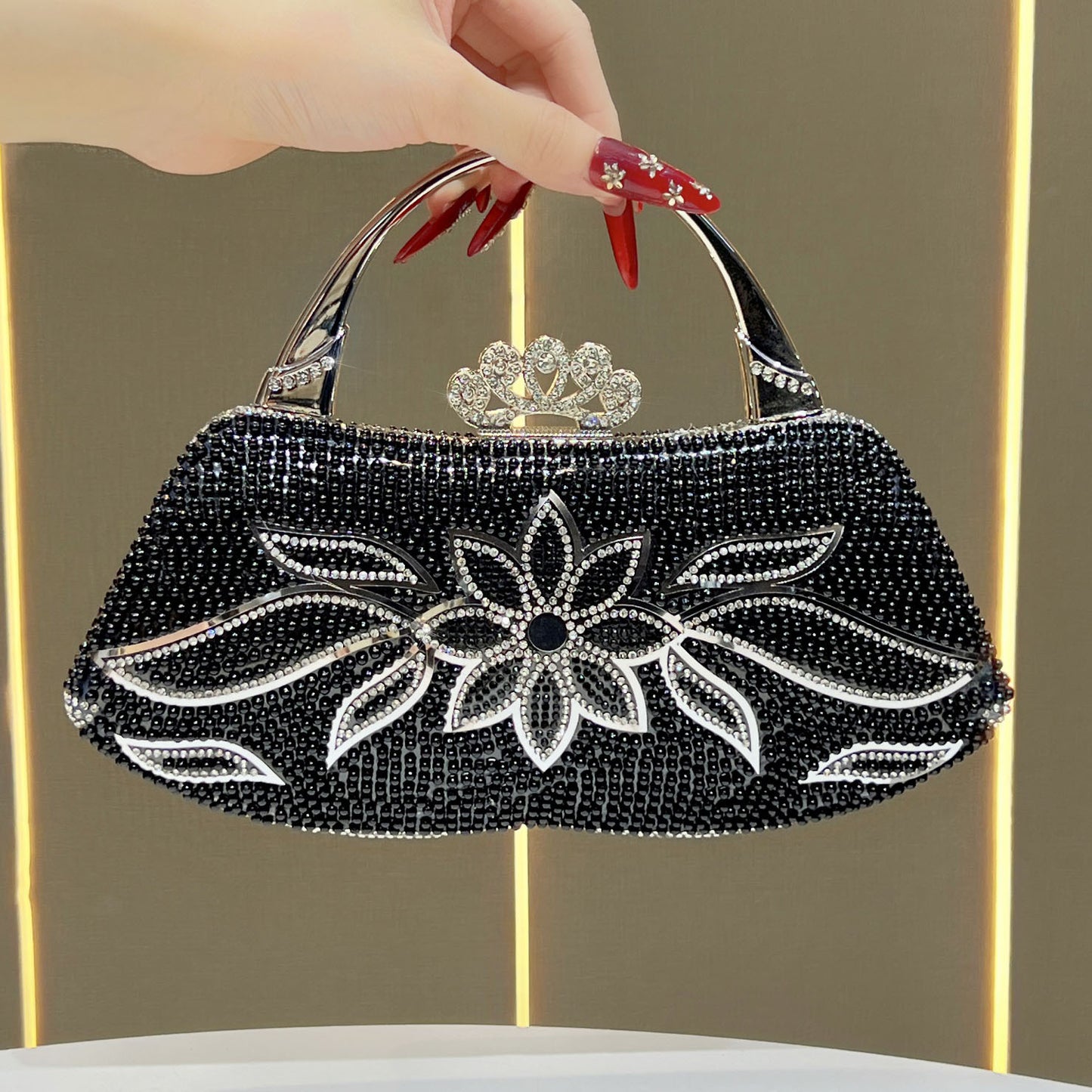 Elegant Wedding Evening Clutch Bag for Women, Fairy Top Handle Purse, Premium Banquet Handbag, Gown Party Dress Handbag for Ladies