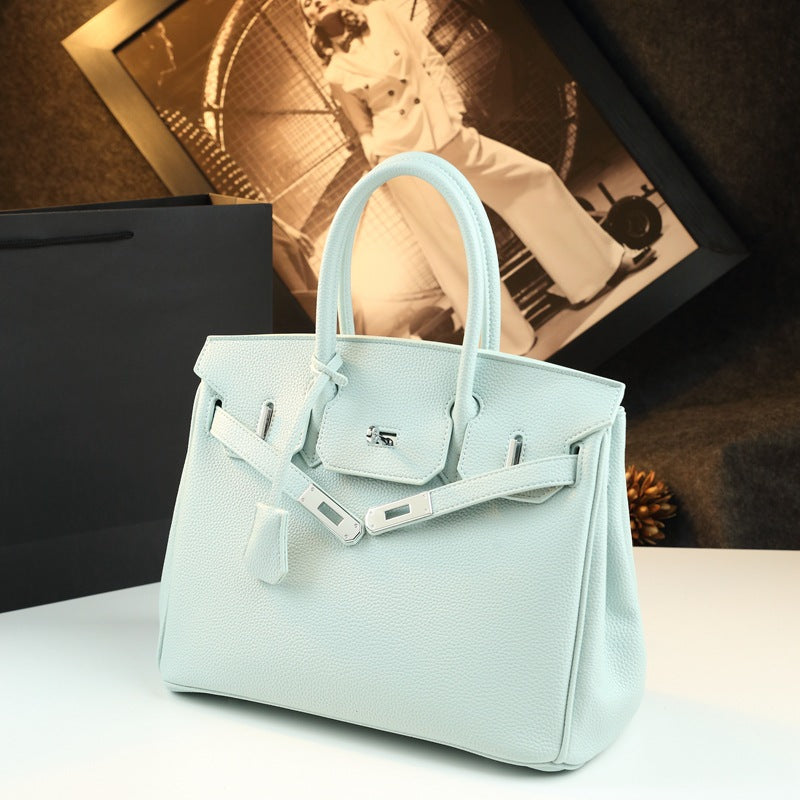 New Arrival Pebbled Leather Birkin-Inspired Tote Bag for Women, Large Capacity Turn-Lock Shoulder Crossbody Handbag with Light Luxury Style, Perfect Commuter Purse for Work & Everyday