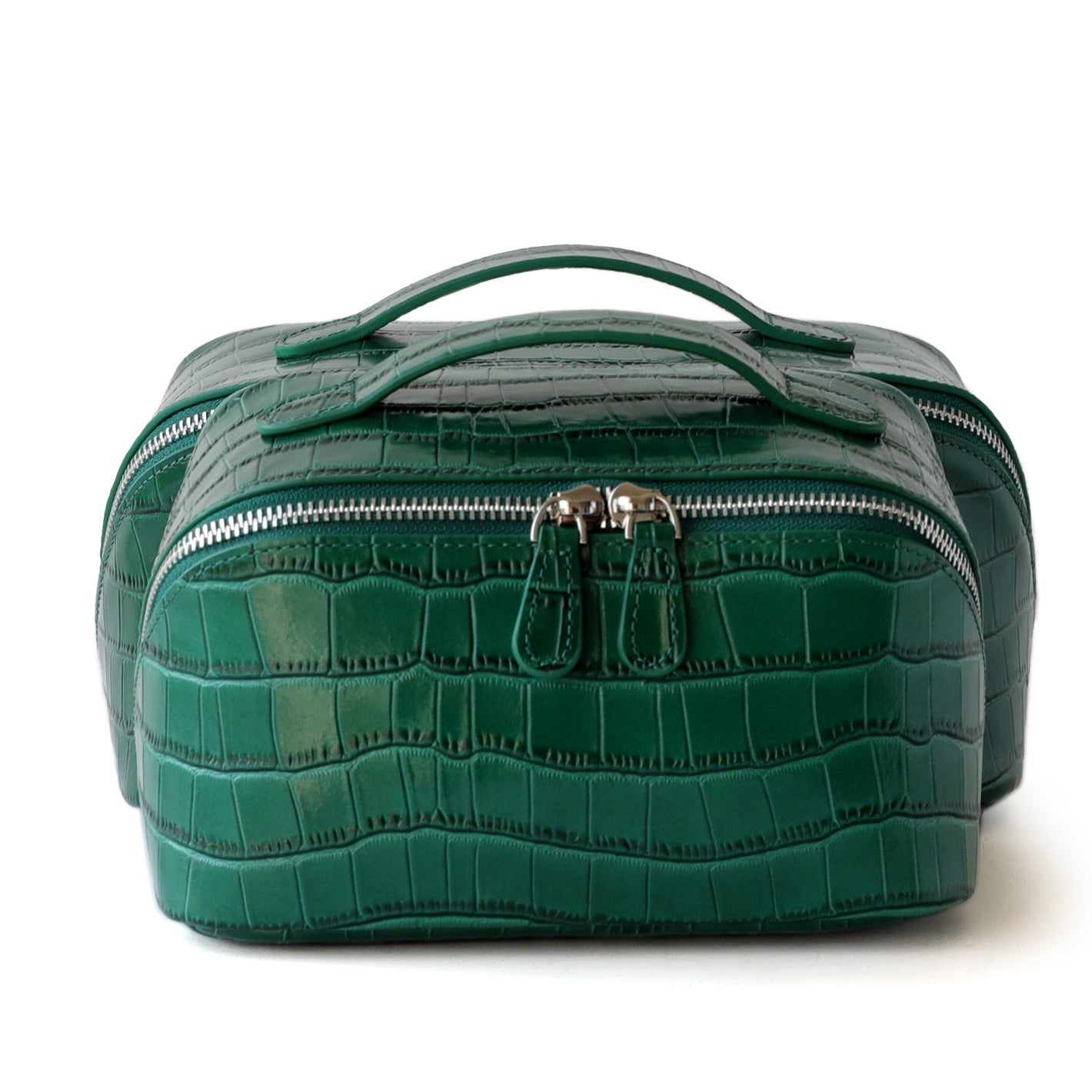 New Arrival Genuine Leather Croc-Effect Toiletry Bag for Travel, A Large Capacity Cosmetics Organizer Pouch with Premium Top-Layer Cowhide & Stylish Design