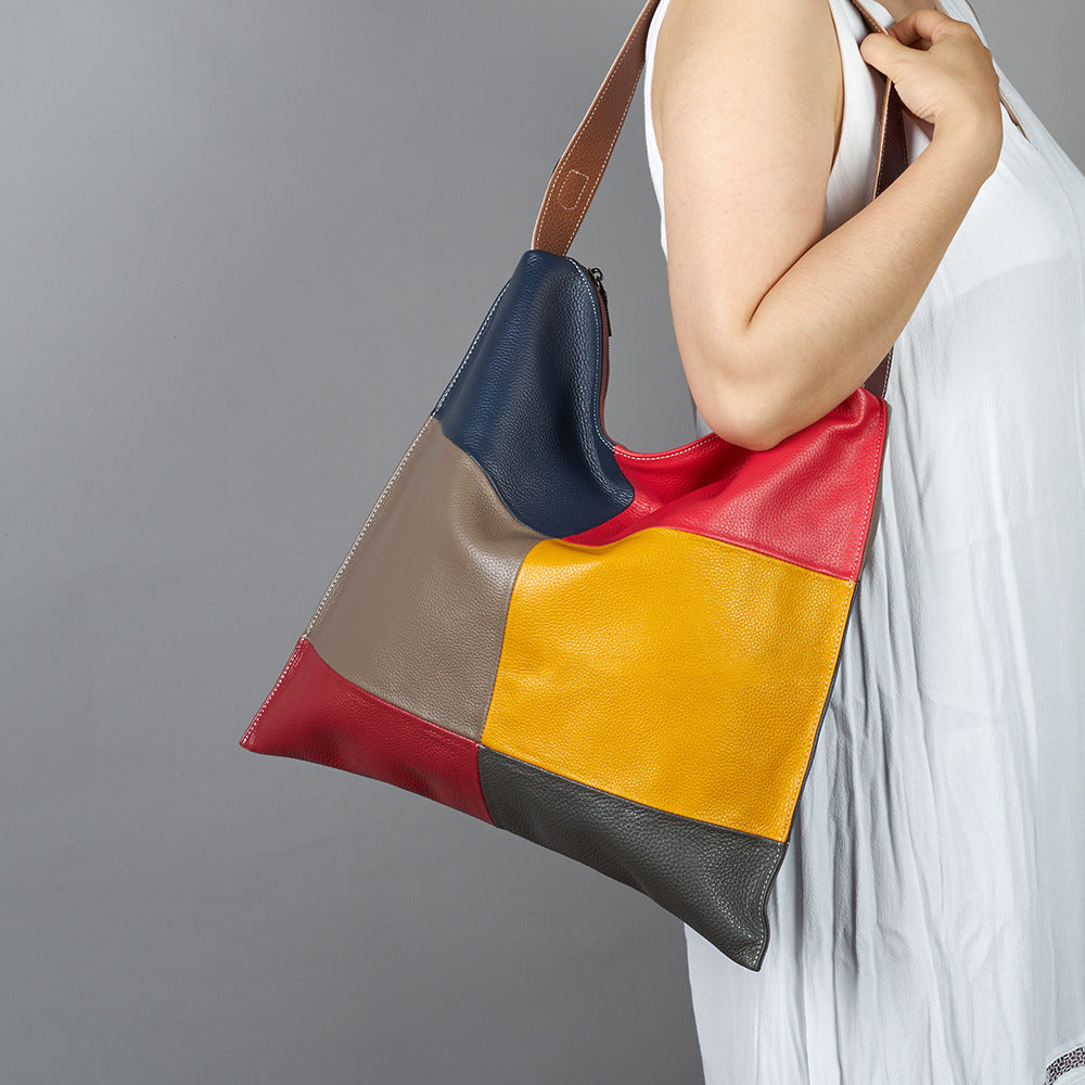 New European Vintage Hobo Bag in Top Layer Cowhide, Casual Shoulder Crossbody Purse, Stylish Handbag for Women