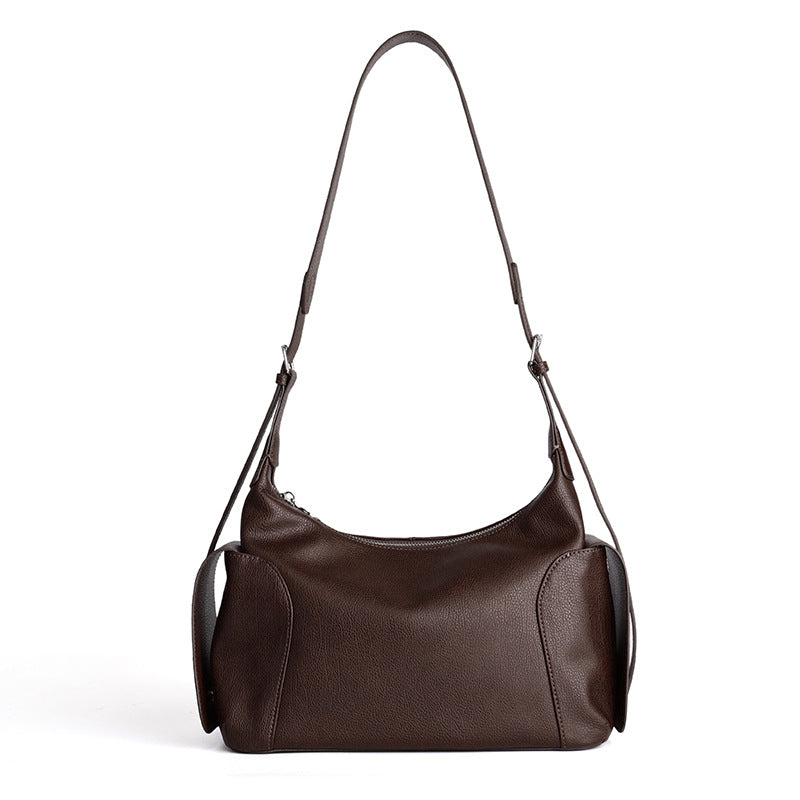 Top Layer Cowhide Hobo Tote Bag for Women Large Capacity Fall Winter Shoulder Crossbody Handbag, Slouchy Genuine Leather Purse with Versatile Commuter Style