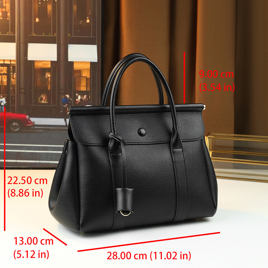 Soft Leather Flap Tote Bag for Women Vintage Travel Handbag with Detachable Sub-Bag, Premium Textured Purse with Versatile Style
