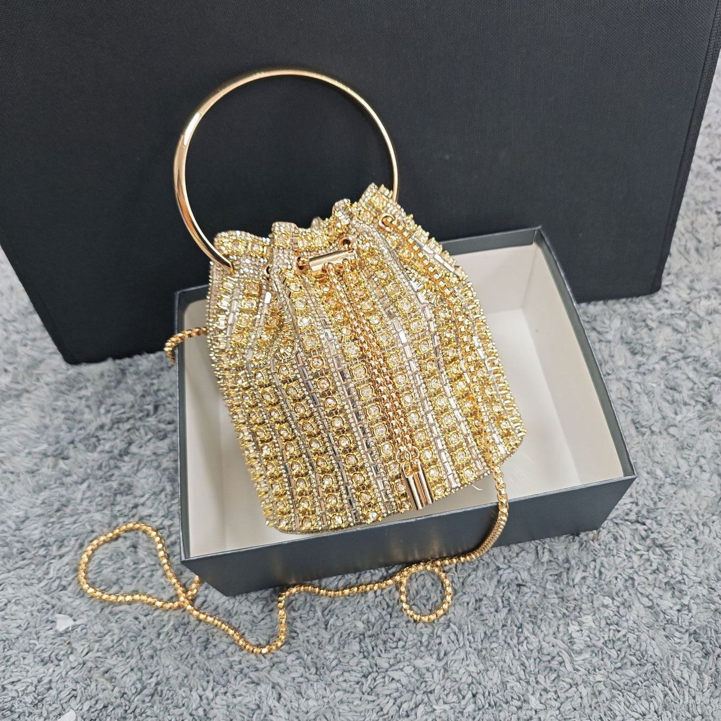 New Chain Rhinestone Evening Bag for Women, Crystal-Studded Shoulder Crossbody Purse, Light Luxury Handbag with Top Handle for Daily & Parties