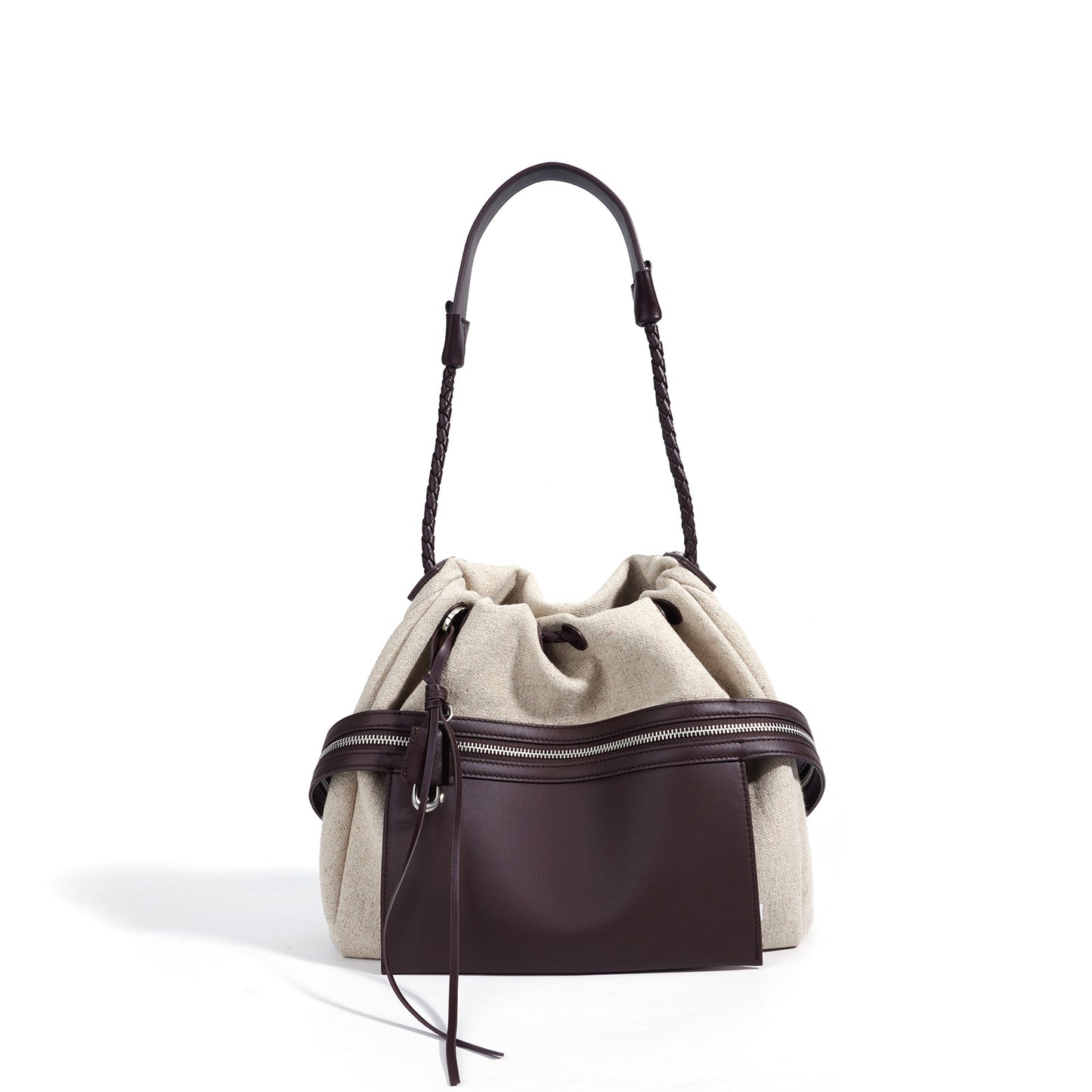 New Minimalist Cotton Linen Patchwork Bag, Casual Crossbody Shoulder Top Handle Purse, Large Capacity Commute Underarm Handbag for Women