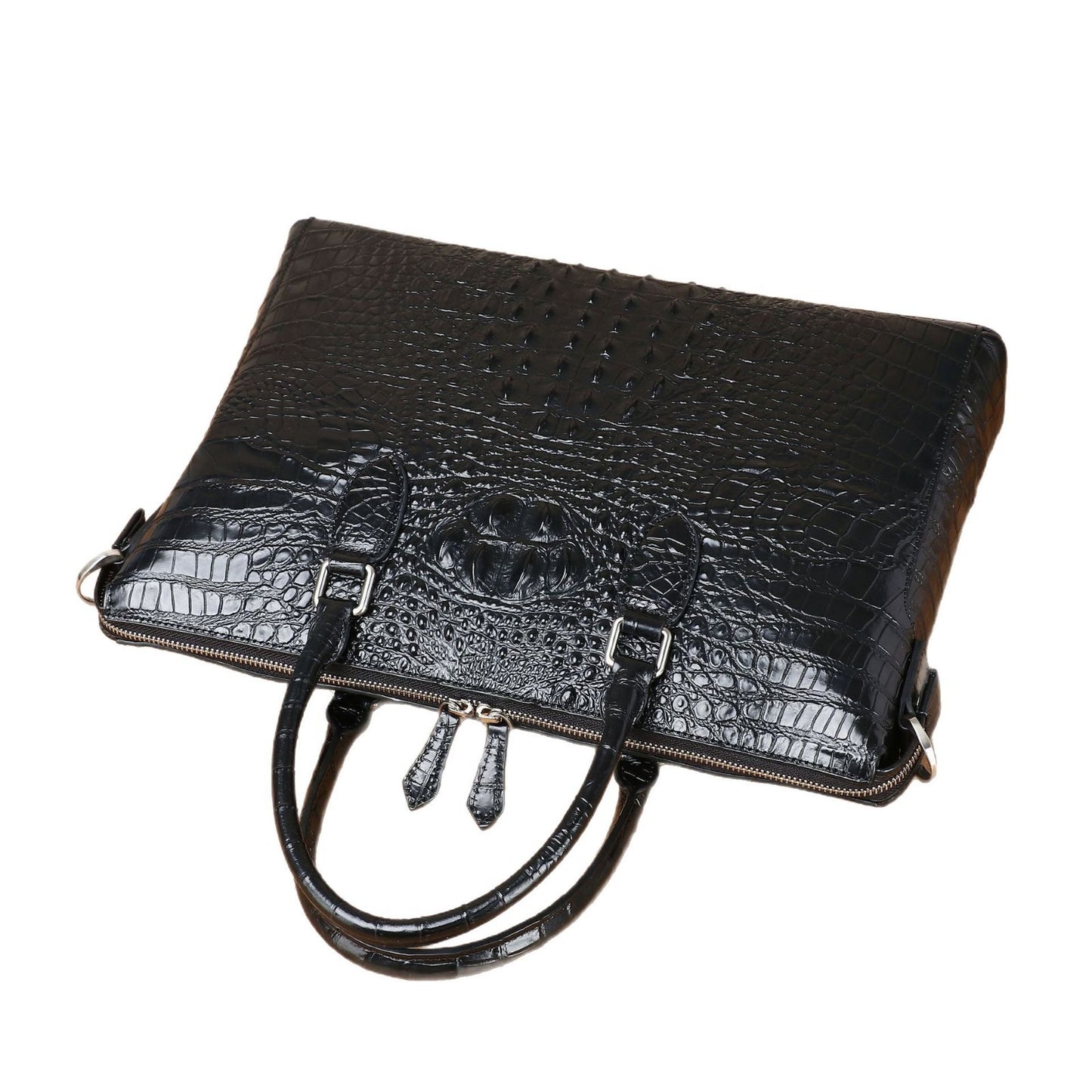 New Arrival Croc-Effect Genuine Leather Business Briefcase for Men, A Large Capacity Single-Zip Top-Handle Bag with Fashionable Design, Perfect for Office & Travel