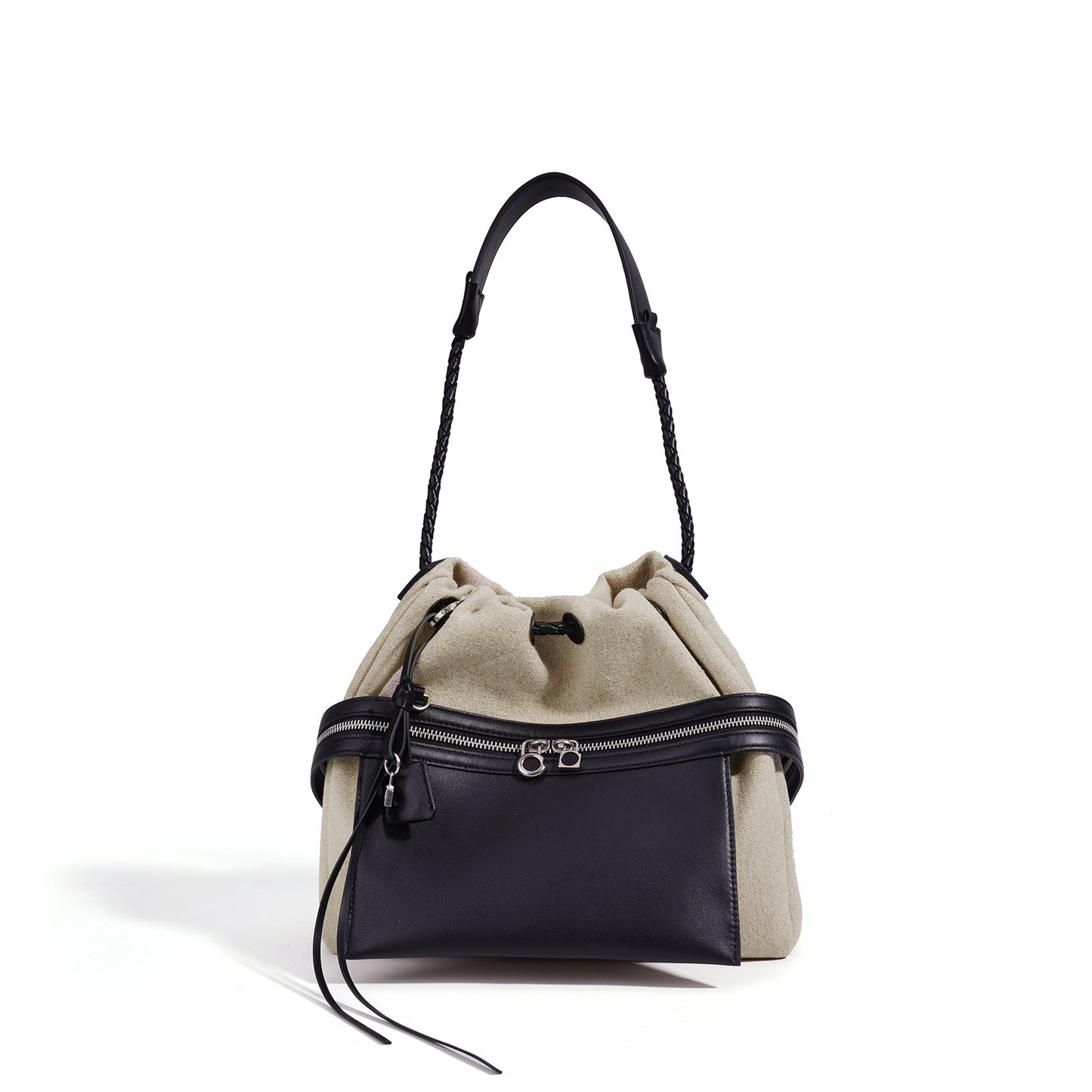 New Minimalist Cotton Linen Patchwork Bag, Casual Crossbody Shoulder Top Handle Purse, Large Capacity Commute Underarm Handbag for Women