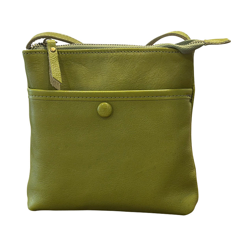 Genuine Vegetable-Tanned Leather Phone Crossbody Bag for Women, New Summer Vintage Mini Shoulder Purse, Unique Small Handbag for Ladies