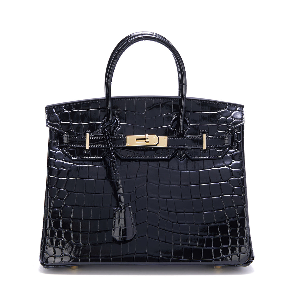 Genuine Leather Crocodile-Embossed Birkin-Style Bag for Women, New Structured Large Top Handle Shoulder Crossbody Purse, Versatile Everyday Handbag for Ladies