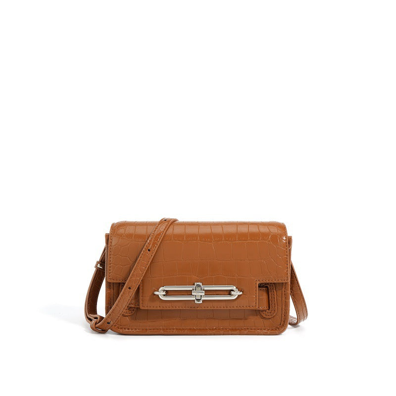 New Arrival Croc-Effect Small Square Bag for Women, A Premium Turn-Lock Crossbody Shoulder Handbag with Versatile Fashionable Design, Perfect Everyday Mini Purse