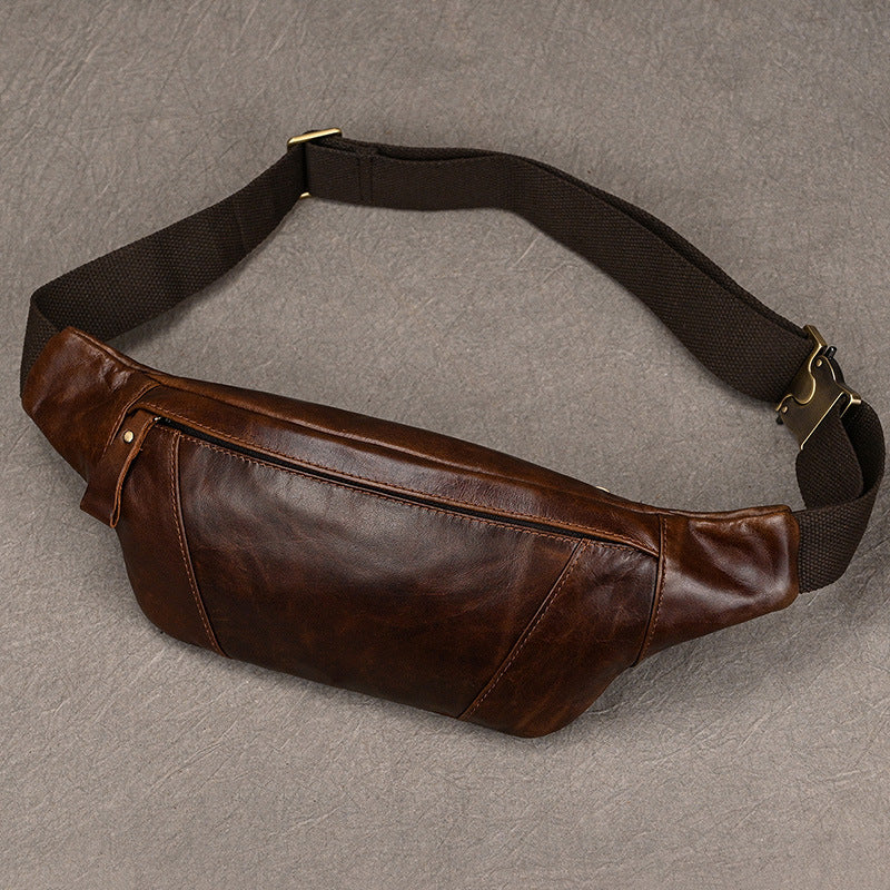 Oil Leather Multifunctional Waist Chest Bag, Minimalist Fashionable Crossbody Phone Pouch, Versatile Travel Pack for Men and Women