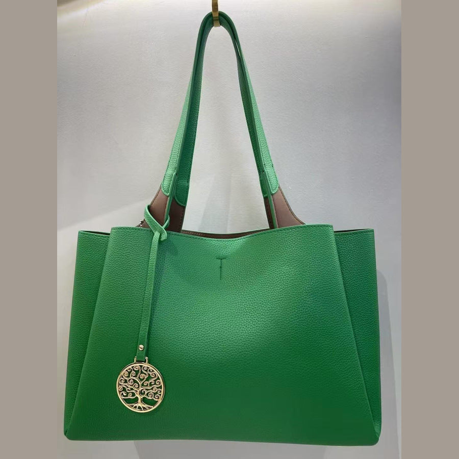 Pebble Grain Underarm Shoulder Bag for Women Light Luxury Long Strap Purse with Metal Charm, Large Capacity Versatile Everyday Handbag