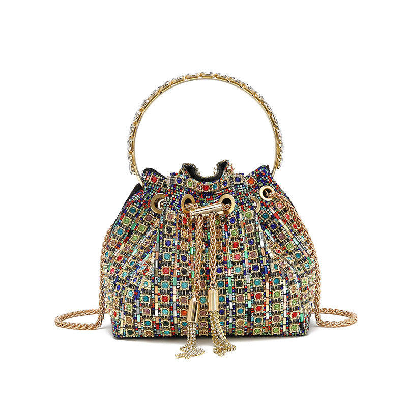 New Rhinestone Evening Top-Handle Bag for Women, Fashionable Crystal-Studded Shoulder Crossbody Purse, Stylish Handbag with Sparkly Design