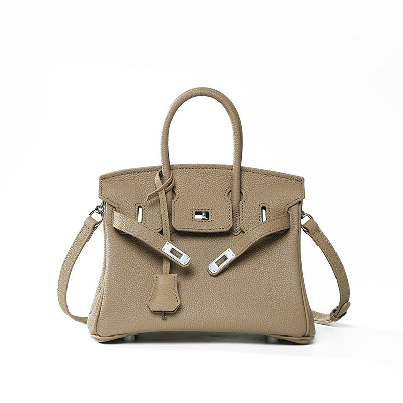 Genuine Togo Leather Birkin-Kelly Style Handbag for Women, Large Capacity Niche Top Handle Purse, Premium Work Commute Bag for Ladies