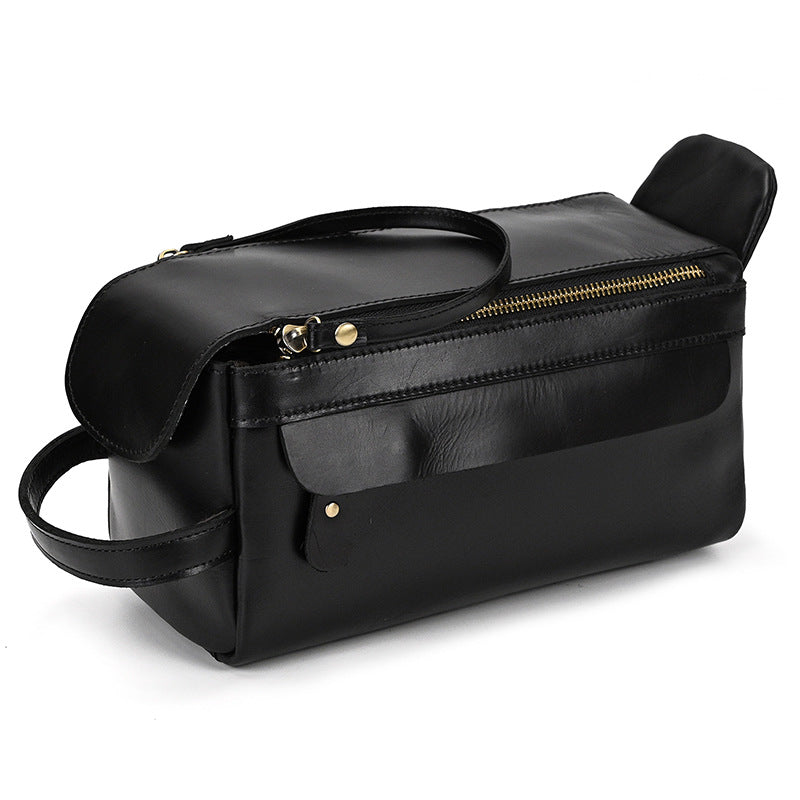 New Crazy Horse Leather Multifunctional Clutch, Large Capacity Toiletry Cosmetic Travel Pouch, Premium Storage Organizer for Men and Women