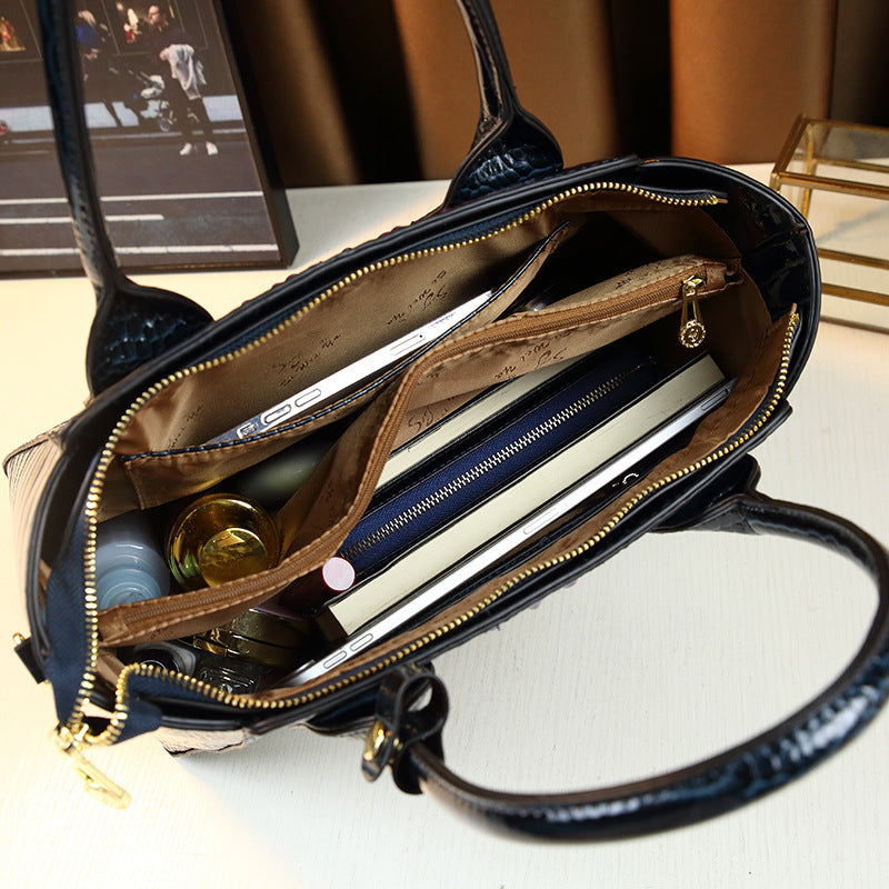 New Arrival Multi-Color Croc-Effect Business Tote Bag for Women, A Large Capacity Commuter Top-Handle Crossbody Handbag with Versatile Fashionable Design, Perfect for Work & Everyday