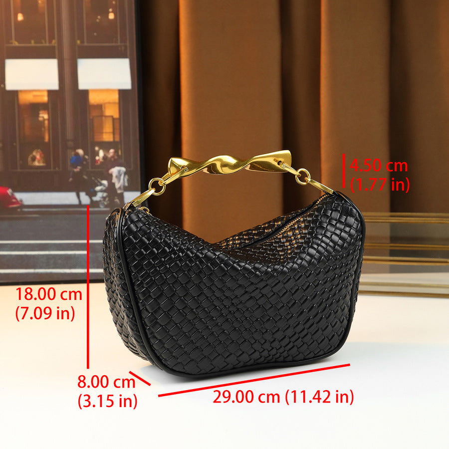 Woven Dumpling Bag for Women with Wave Handle Shoulder Crossbody Handbag, Creative Versatile Purse with Minimalist Style