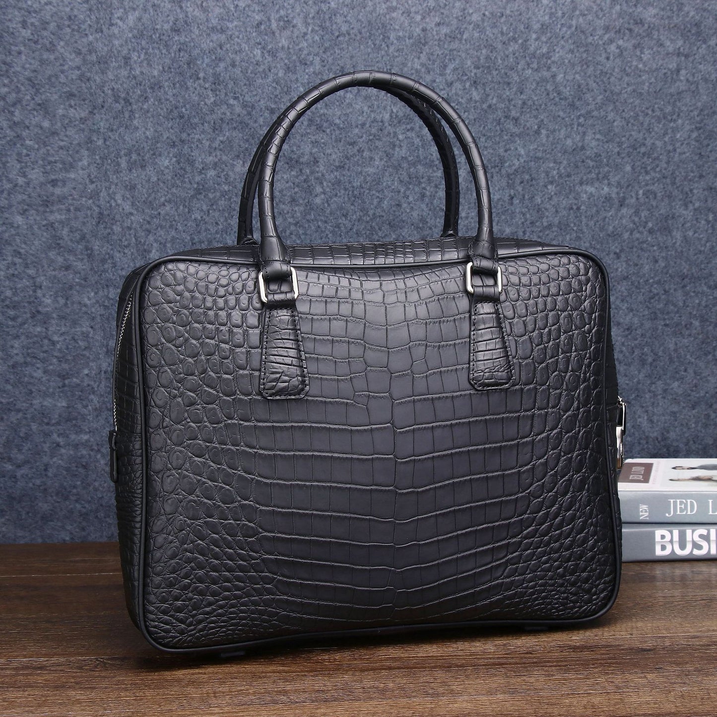 New Arrival Matte Croc-Effect Business Briefcase for Men, A Large Top-Handle Laptop Bag with Combination Lock & Professional Design, Perfect for Work & Travel