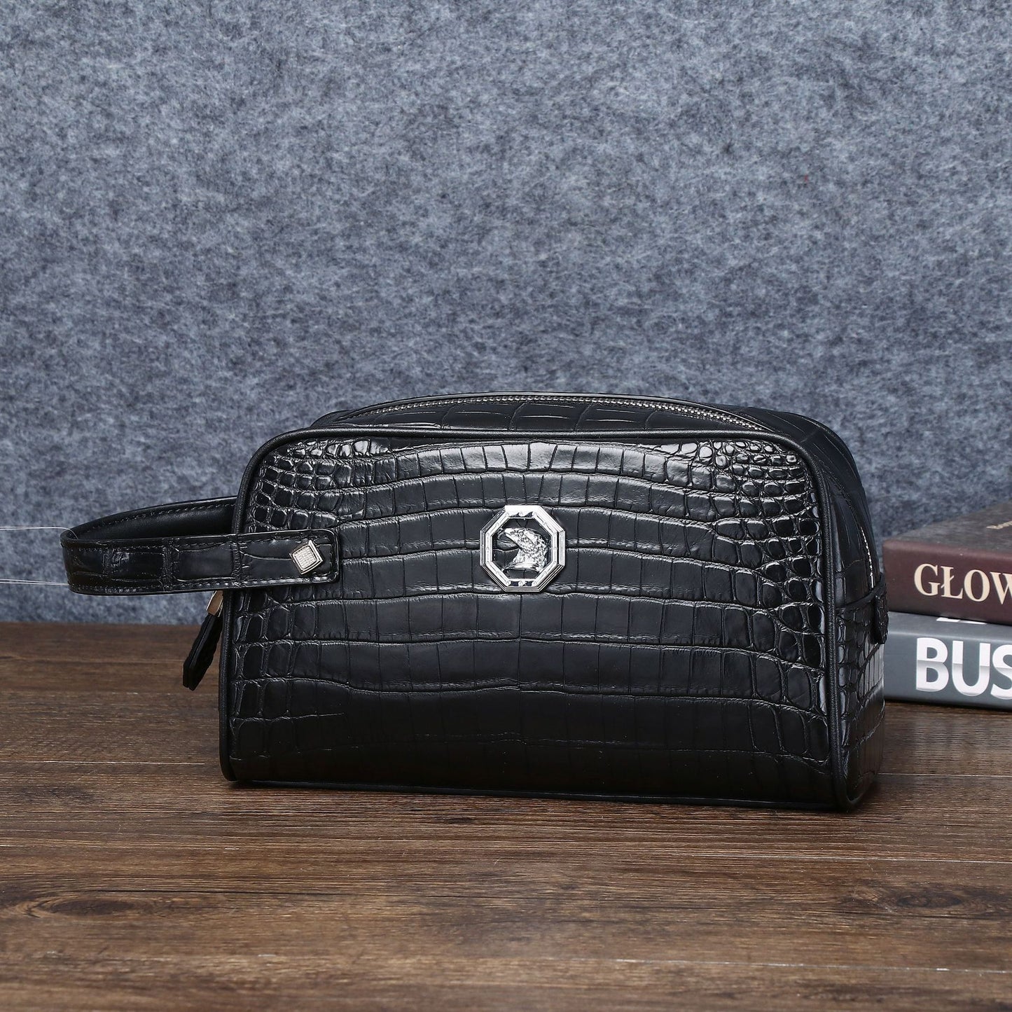 New Arrival Croc-Effect Large Executive Clutch Bag for Men, A Spacious Business Handheld Organizer with Multi-Functional Document Compartments