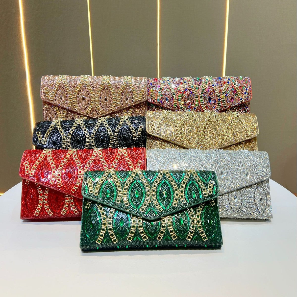 Women's Rhinestone-Embellished Envelope Evening Clutch, Exquisite Chain Crossbody Shoulder Bag with New Stylish Design, Versatile Purse