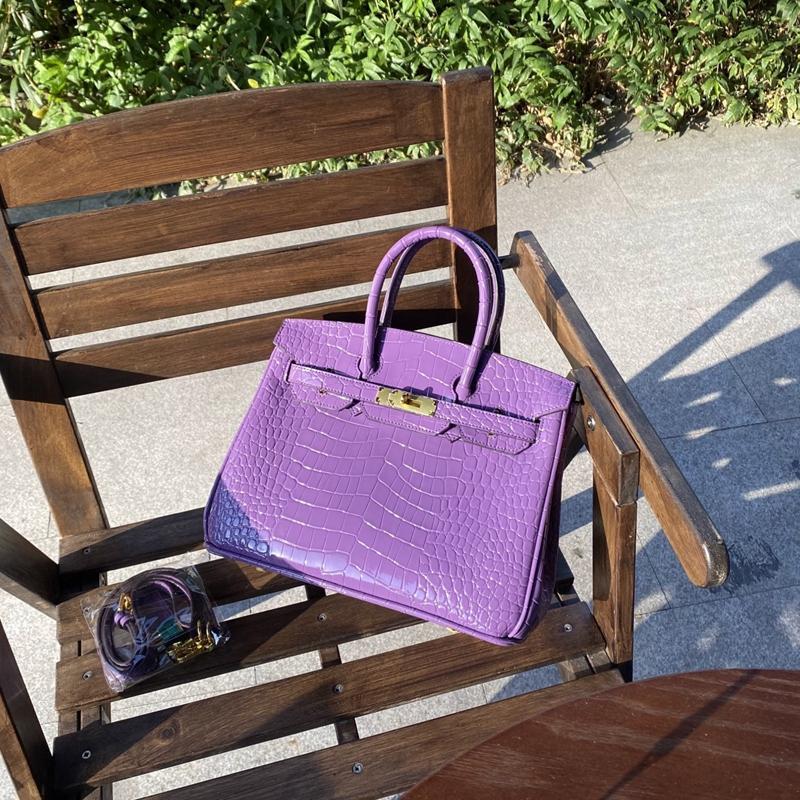 Chic Croc-Embossed Birkin-Inspired Tote Bag for Women, Premium Genuine Leather Shoulder Crossbody Top-Handle Handbag with Dopamine Bright Colorful Style, High-End Everyday Purse