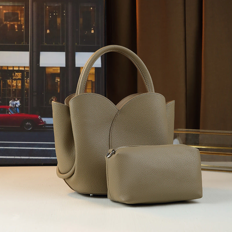 Tulip Sub-Bag Set for Women Solid Color Minimalist Top Handle Purse, Versatile Business Commuter Shoulder Crossbody Handbag with Elegant Design