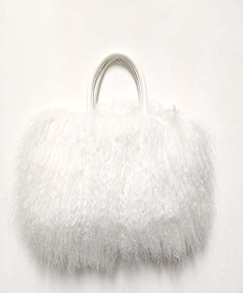 Genuine Sheepskin Wool Fluffy Large Tote Bag for Women, New Luxury Faux Fur Shoulder Handbag, Soft Warm Fur Purse for Ladies