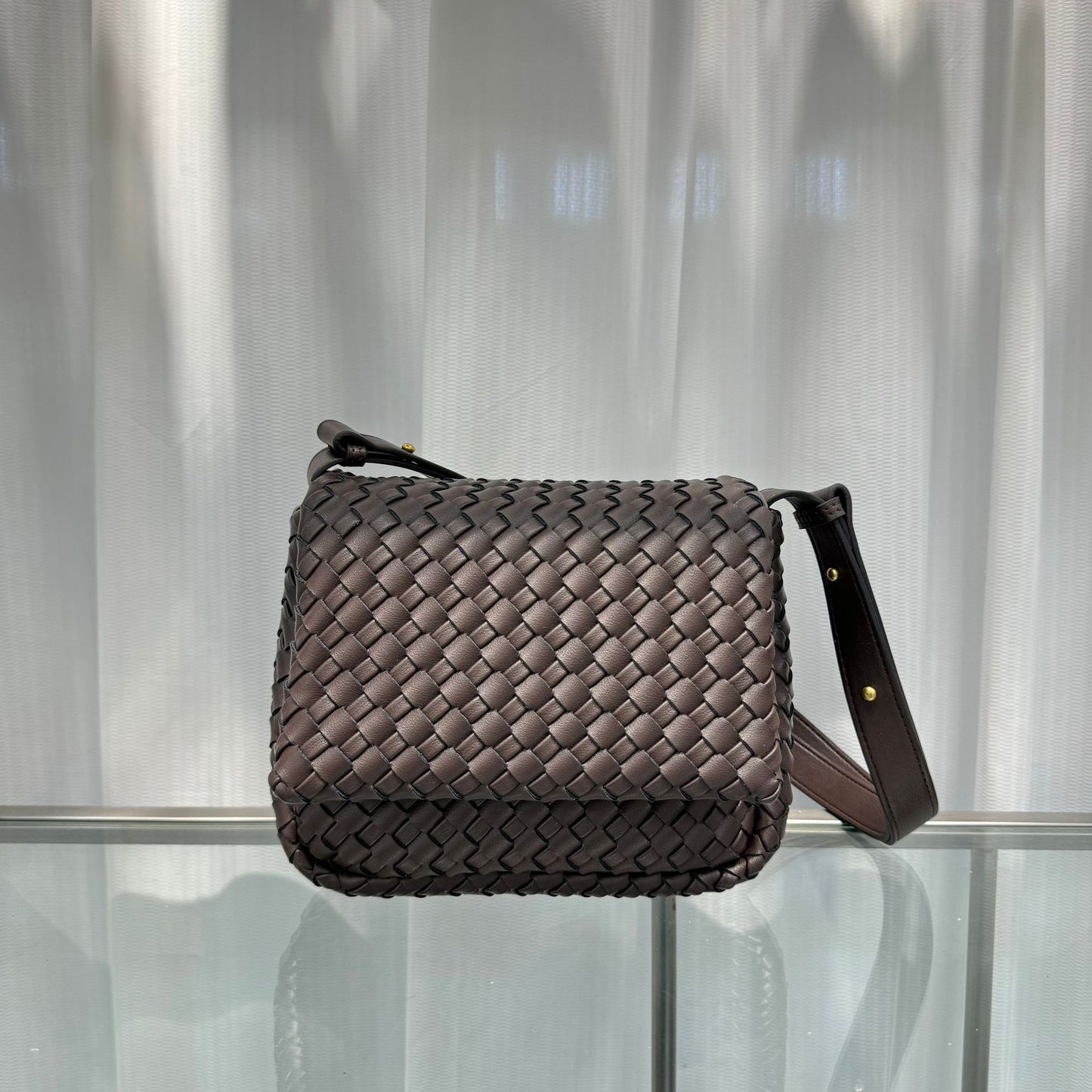 New Fine Woven Cowhide Mini Square Bag, Fashion Underarm Shoulder & Crossbody Bag for Women