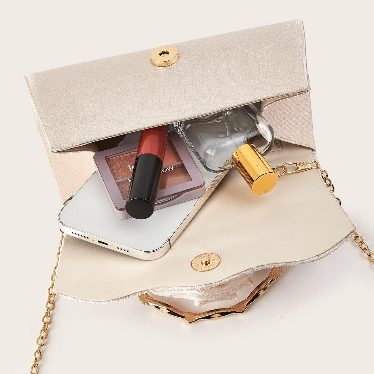 French Light Luxury Pleated Satin Evening Clutch for Women, New Floral Gold Bamboo Handle Top Handle Bag, Elegant Formal Party Purse for Ladies