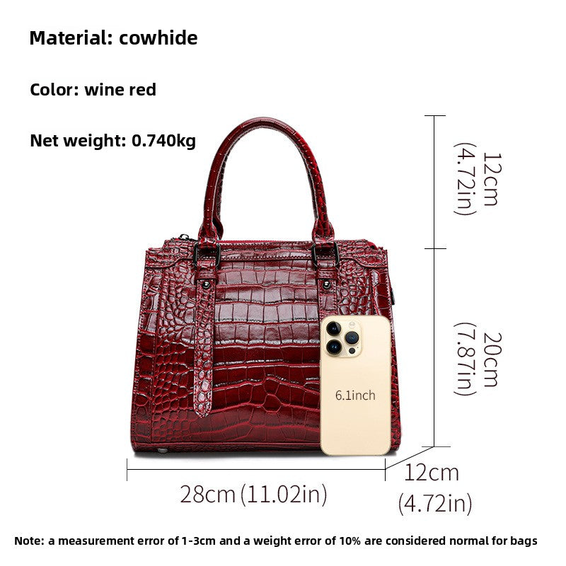 Genuine Top Layer Cowhide Large Capacity Handbag for Women, New Arrival Premium Commute Shoulder Crossbody Top Handle Purse, Trendy Casual Bag for Ladies