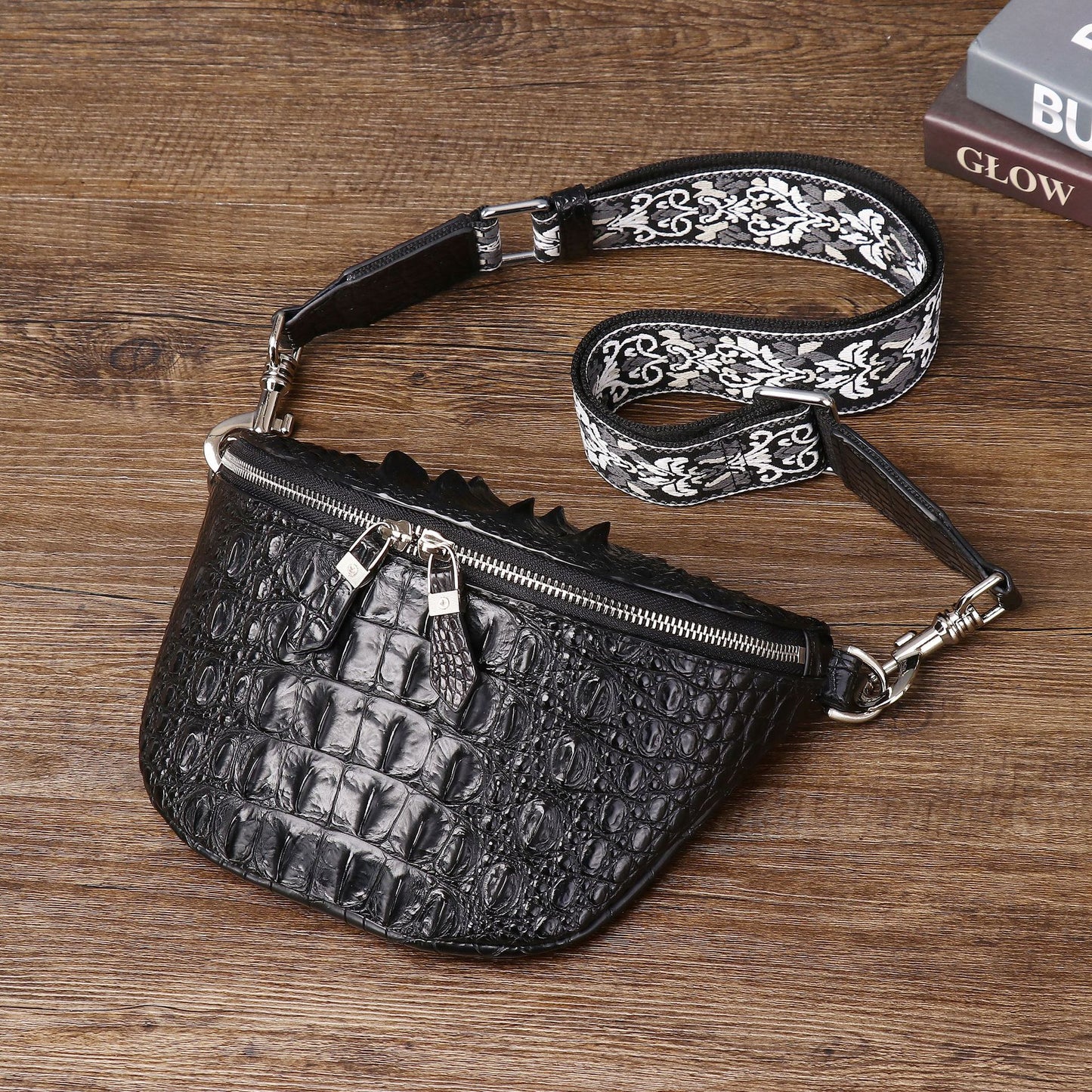 New Arrival Croc-Effect Waist Bag for Men, A Trendy Small Crossbody Pouch with Unique Designer Style, Perfect for Outdoor & Everyday Use