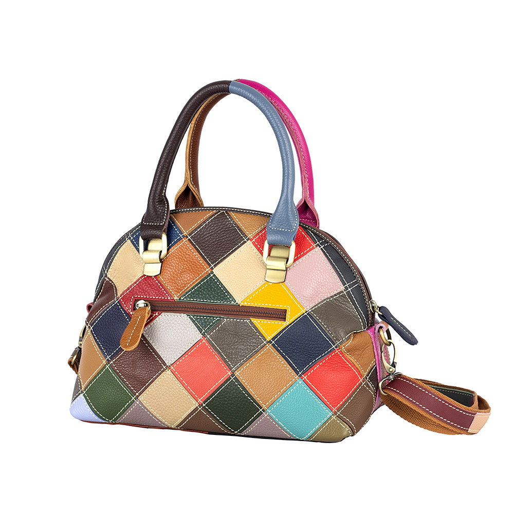 Genuine Cowhide Handmade Colorful Butterfly Floral Shell Bag for Women, New Arrival Casual Trendy Shoulder Top Handle Purse, Unique Designer Handbag for Ladies