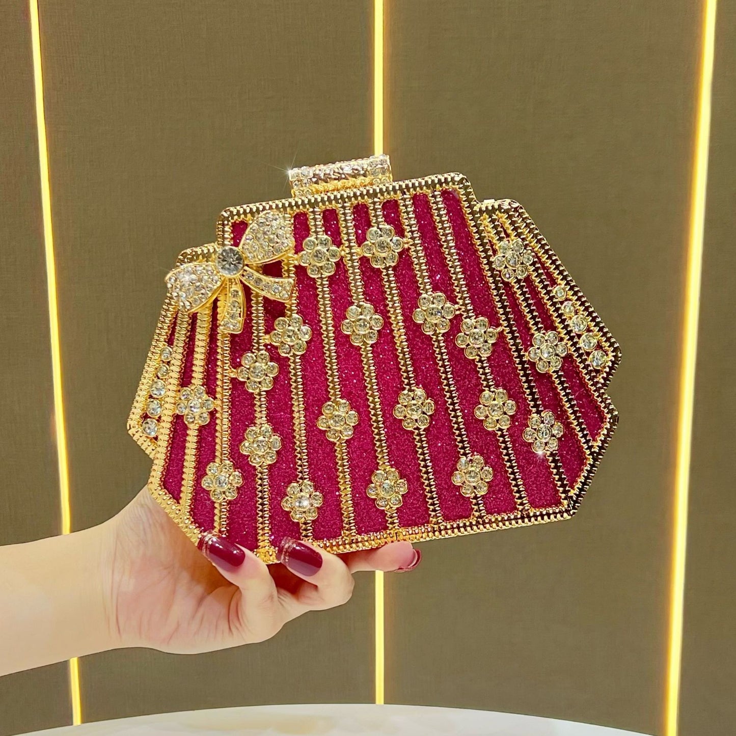 Women's Rhinestone-Embellished Light Luxury Evening Clutch, Premium Glamorous Top-Handle Crossbody Bag with Versatile Design, New Fashion Purse