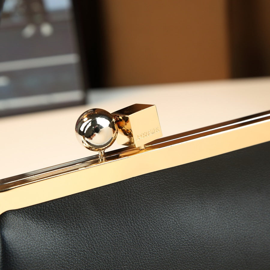 Round Ball Metal Clip Baguette Bag for Women Large Capacity Evening Shoulder Handbag, Premium Statement Purse with Unique Hardware Design