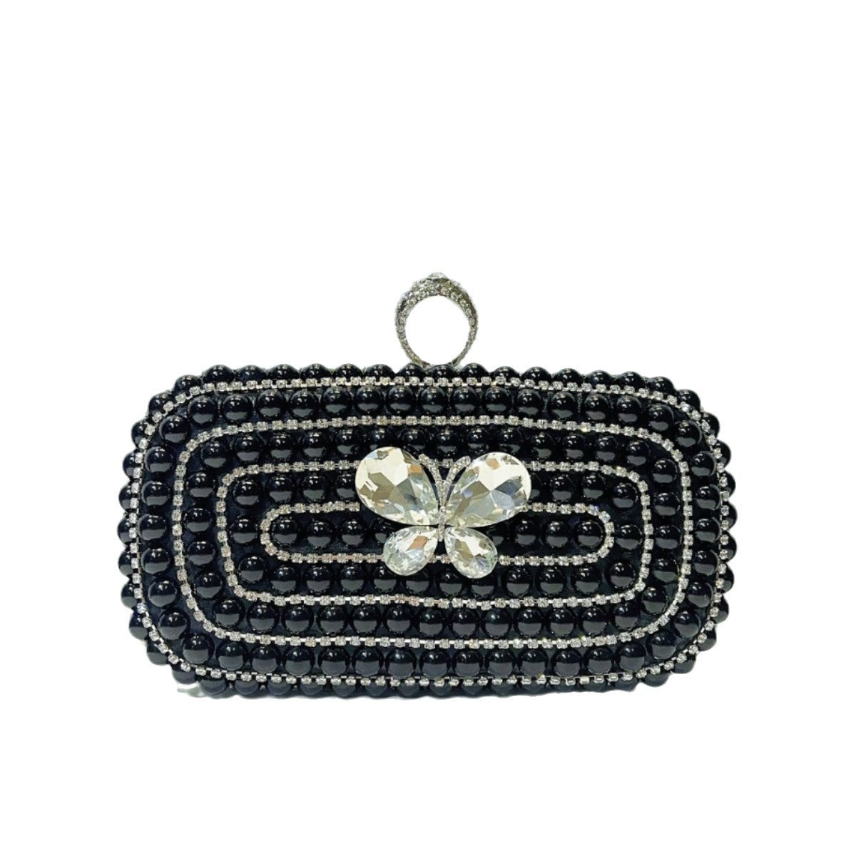 Elegant Pearl & Rhinestone Embellished Evening Clutch for Women, A Large Capacity Banquet Bag Perfect for Formal Dresses Parties & Special Occasions