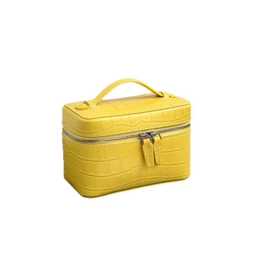 New Arrival Croc-Effect Genuine Leather Bento Box Bag for Women, A Vintage Top-Handle Small Square Commuter Handbag with Premium Top-Layer Cowhide & Trendy Design