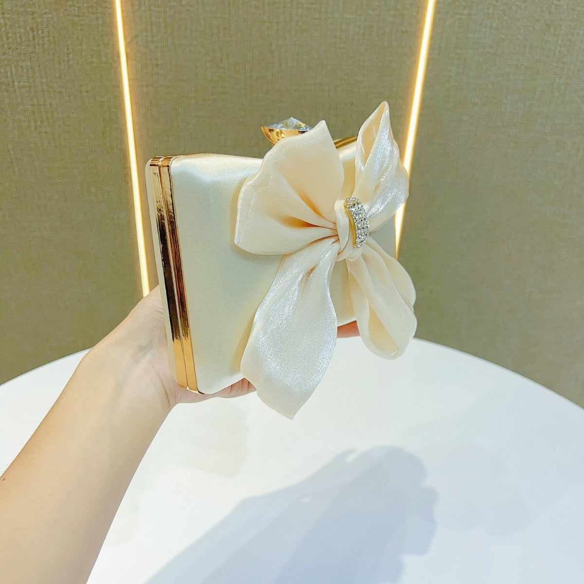 Women's Vintage Bow Exquisite Evening Bag, Fairy-Style Top-Handle Crossbody Shoulder Purse for Banquet & Party