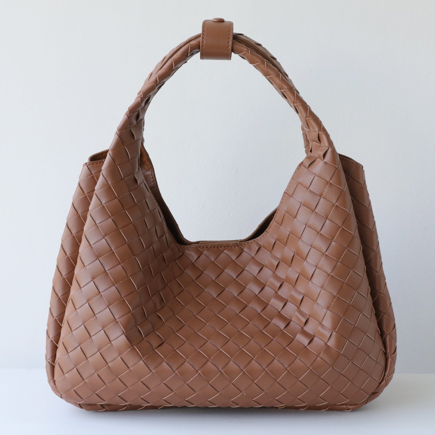 Handwoven Genuine Leather Underarm Tote Bag for Women Large Capacity Shoulder Handbag, Minimalist Commuter Purse with Artisan Texture