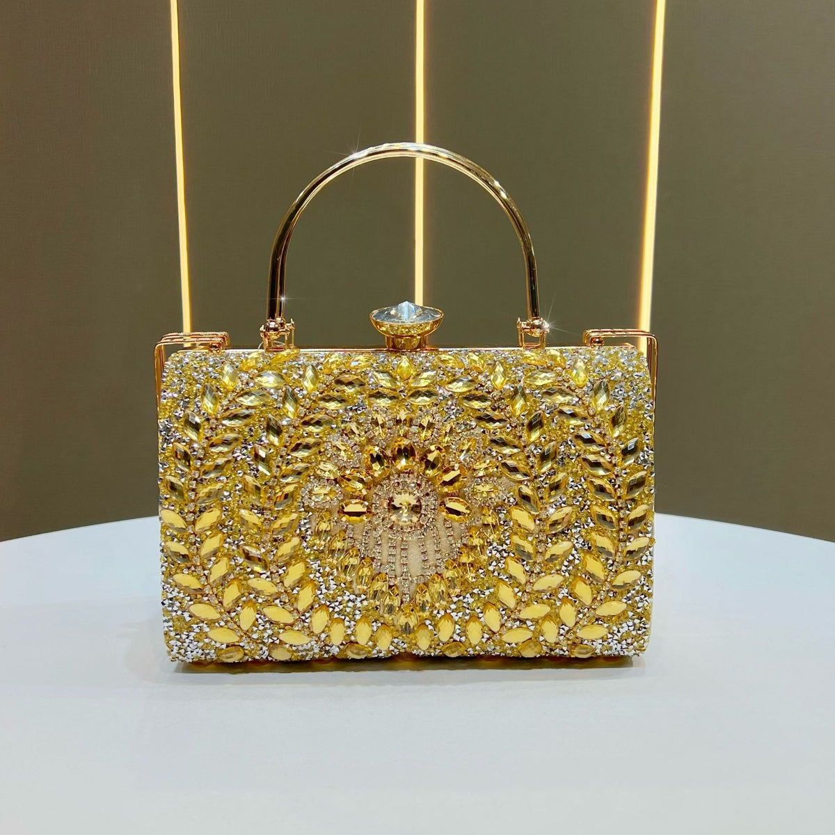 Women's Sparkly Small Square Evening Bag, Rhinestone-Embellished Top-Handle Crossbody Shoulder Purse for Banquet & Party