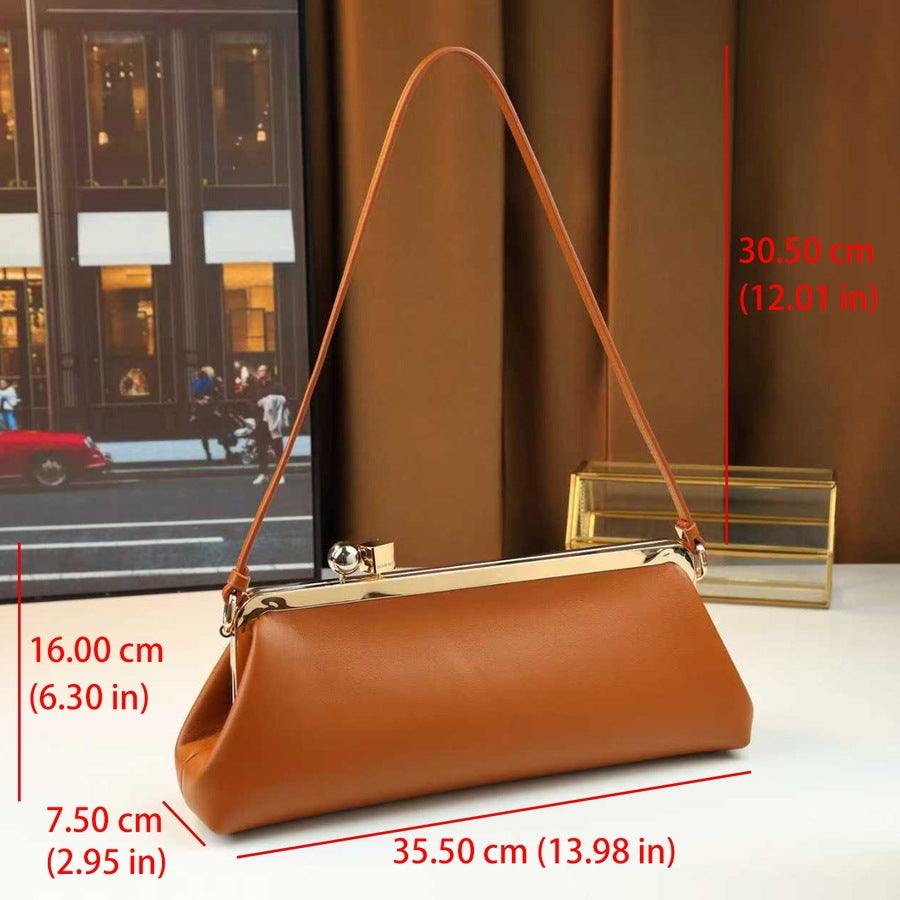 Round Ball Metal Clip Baguette Bag for Women Large Capacity Evening Shoulder Handbag, Premium Statement Purse with Unique Hardware Design