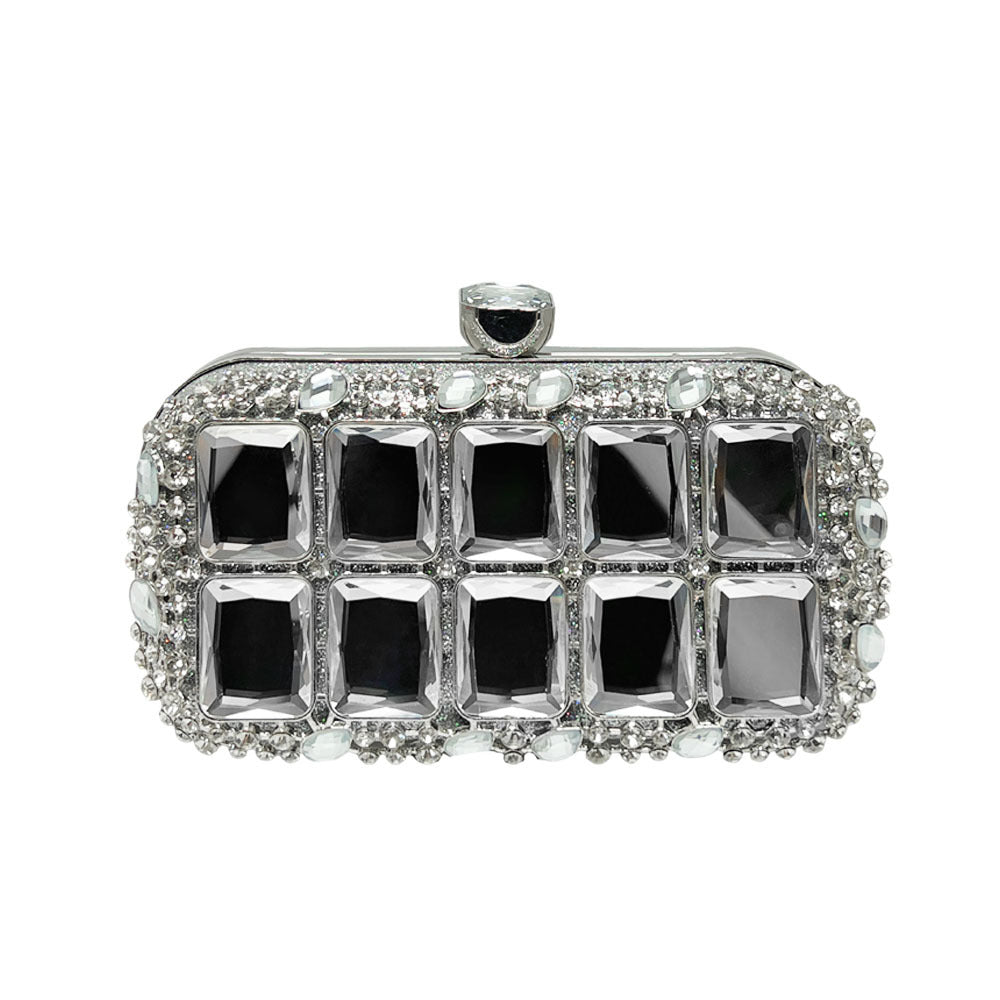 Dazzling Rhinestone-Embellished Evening Clutch for Women, A Light Luxury Crystal-Studded Top-Handle Handbag with Versatile Chic Design, Perfect for Parties Banquets & Formal Events
