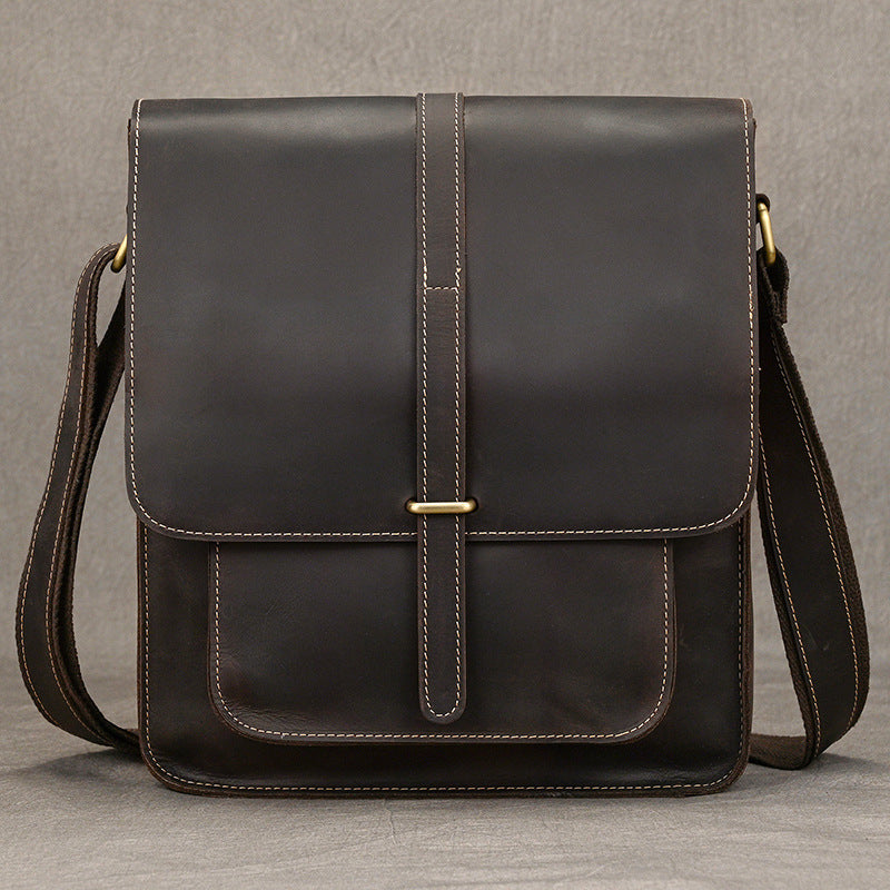 New Premium Genuine Leather Crossbody Shoulder Bag, Top Layer Cowhide Large Capacity Sling Pouch, Casual Work Bag for Men