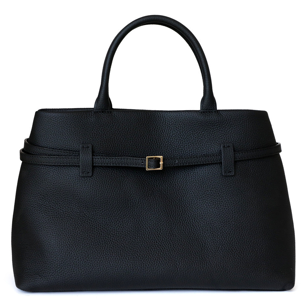Top Layer Cowhide Commuter Tote Bag for Women Minimalist Large Capacity Genuine Leather Handbag, Premium Versatile Purse with Timeless Elegance
