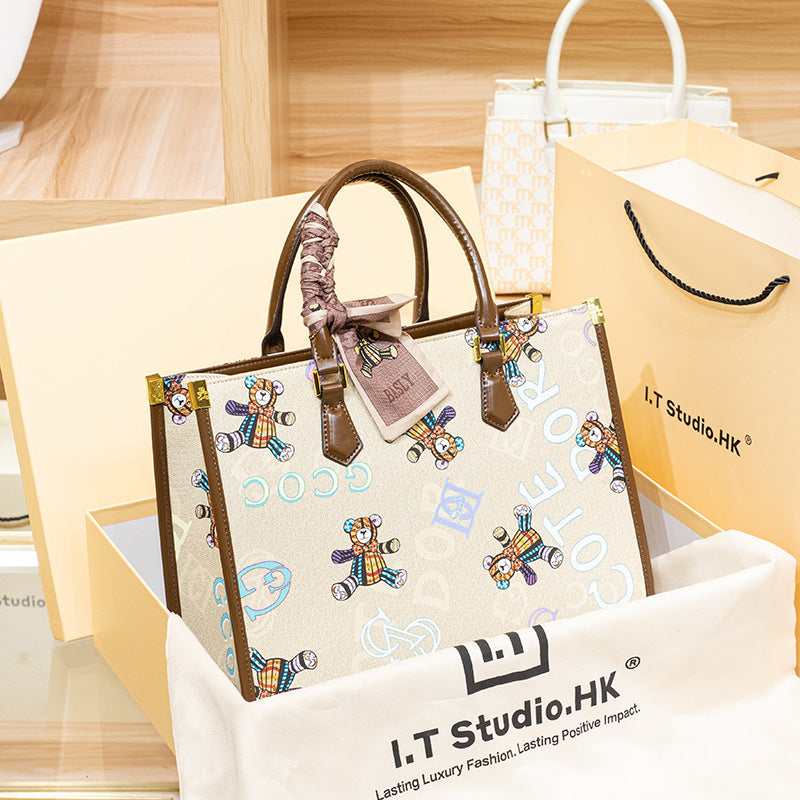 Genuine Leather Large Capacity Tote Bag for Women, New Fall Winter Premium Shoulder Crossbody Top Handle Handbag, Versatile Everyday Purse for Ladies
