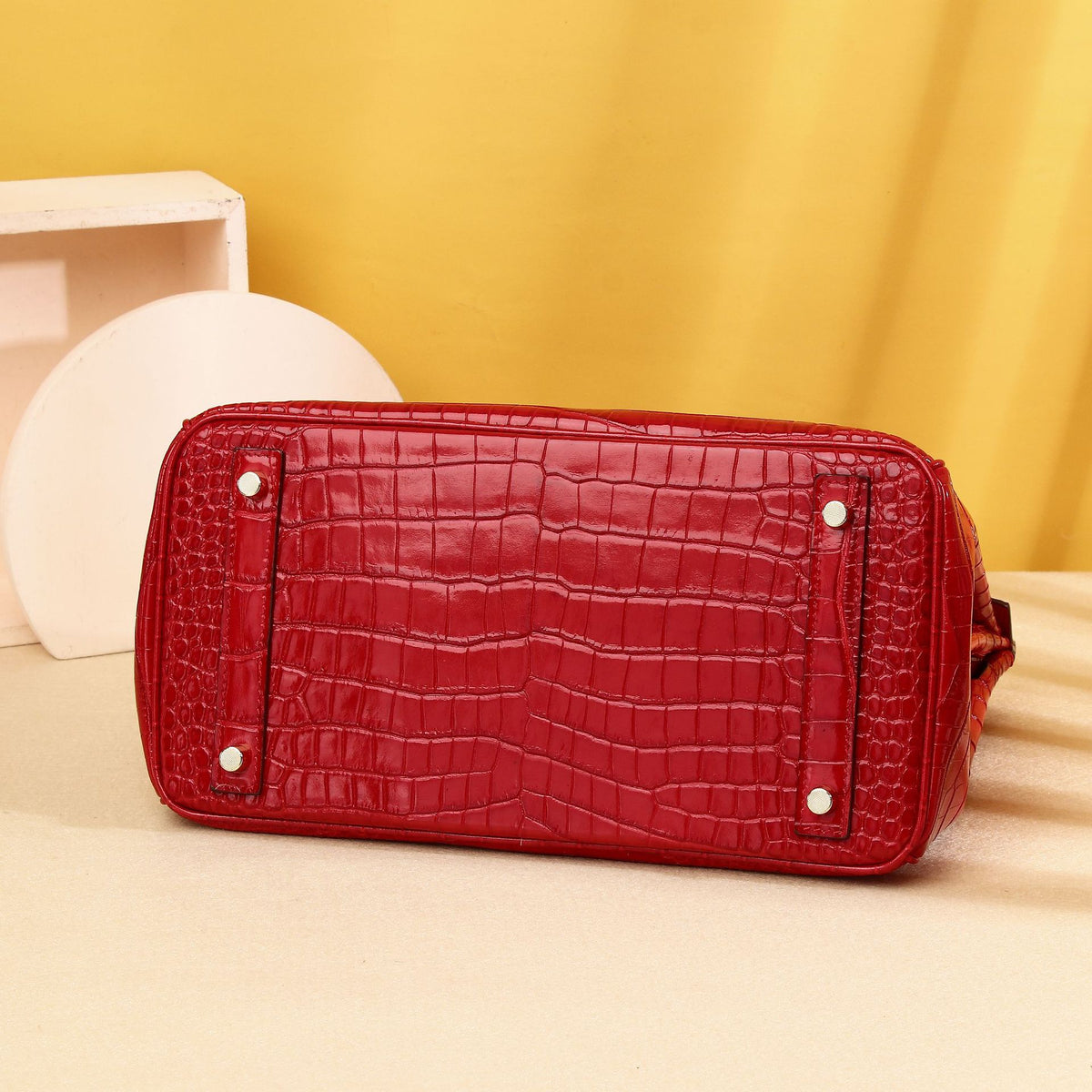 Chic Croc-Embossed Birkin-Inspired Tote Bag for Women, Light Luxury Large Capacity Top-Handle Crossbody Handbag with Premium Sophisticated Design, Trendy Everyday Purse