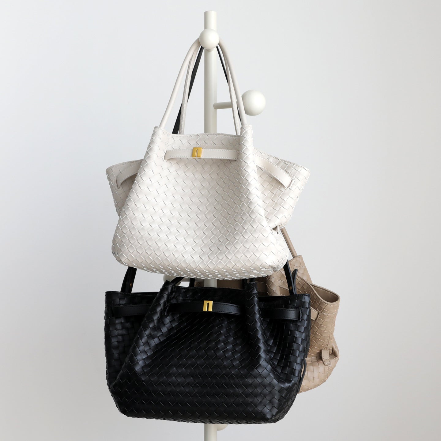 Pleated Wing Woven Tote Bag for Women Minimalist Large Capacity Shoulder Handbag, Lightweight Commuter Purse with Elegant Draped Design